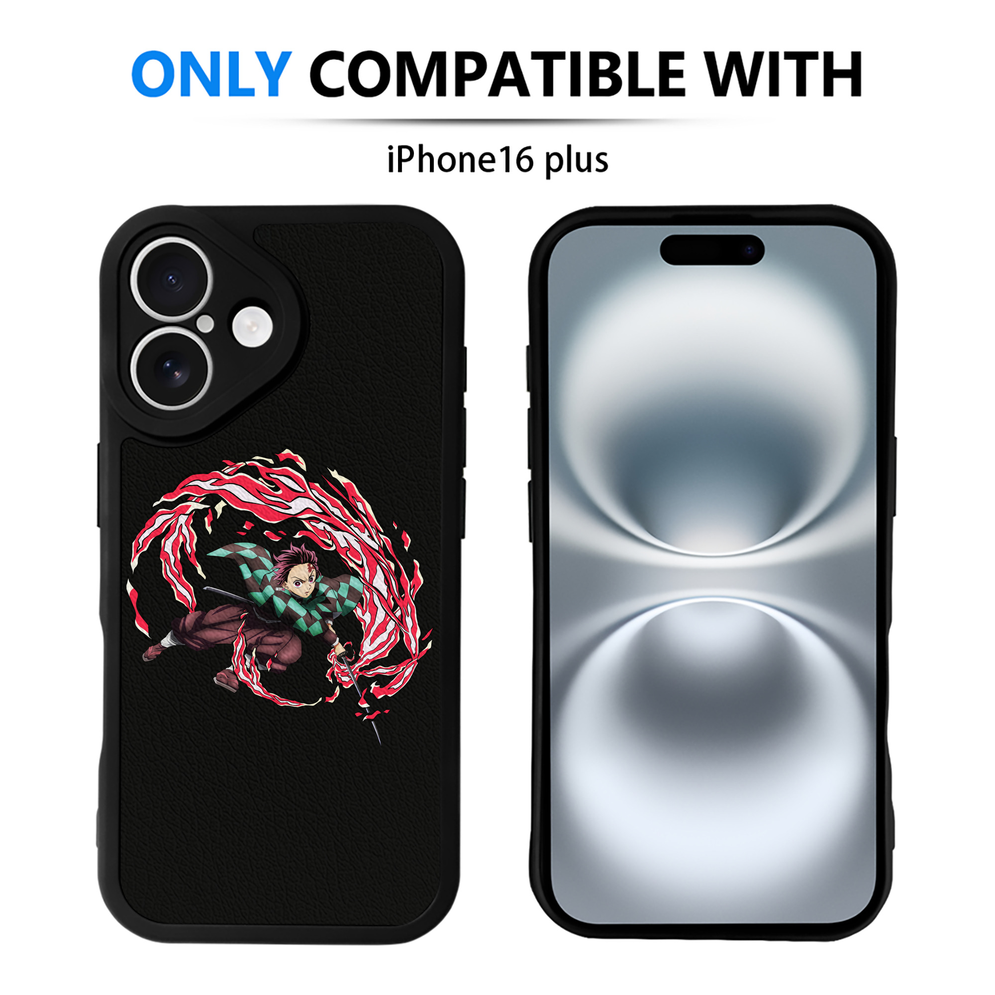 （画像用） 鬼滅の刃 竈門 炭治郎／かまど たんじろう Kamado Tanjirou 【iPhone 16シリーズ対応】シリコンスマホケース（レザー調） 材質：シリコン